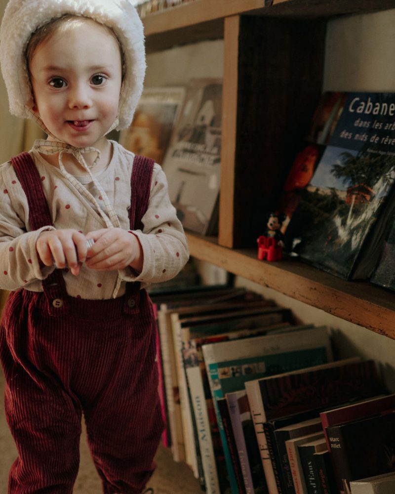 Salopette bébé Léo velours framboise