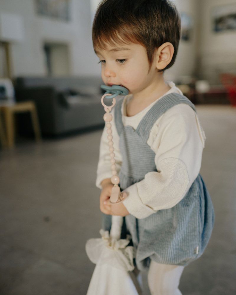 Salopette bébé Léonard velours bleu