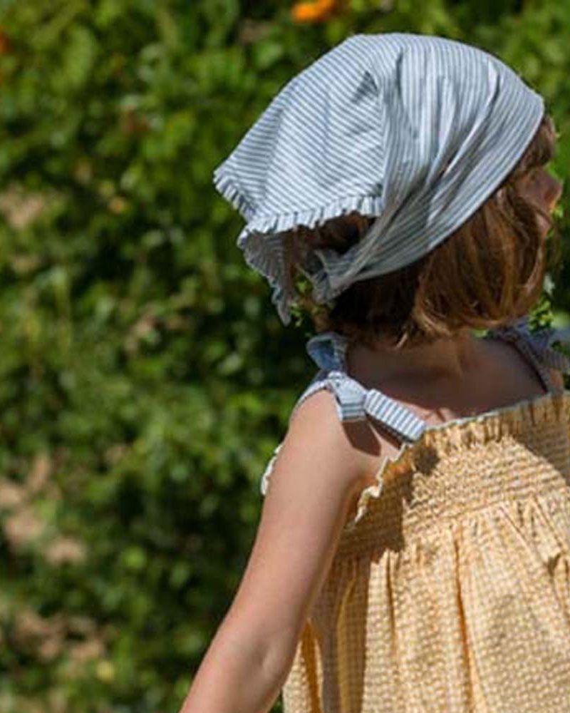 Turban rayé bleu ciel