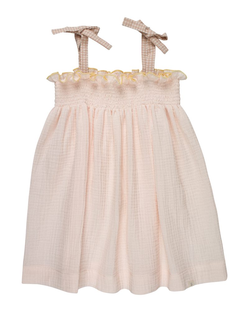 Robe Babette rose poudrée (COTON ORGANIQUE)