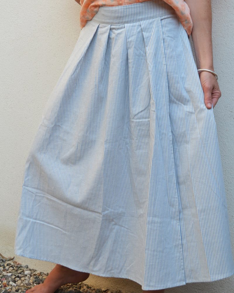 Jupe Hanae rayée bleu