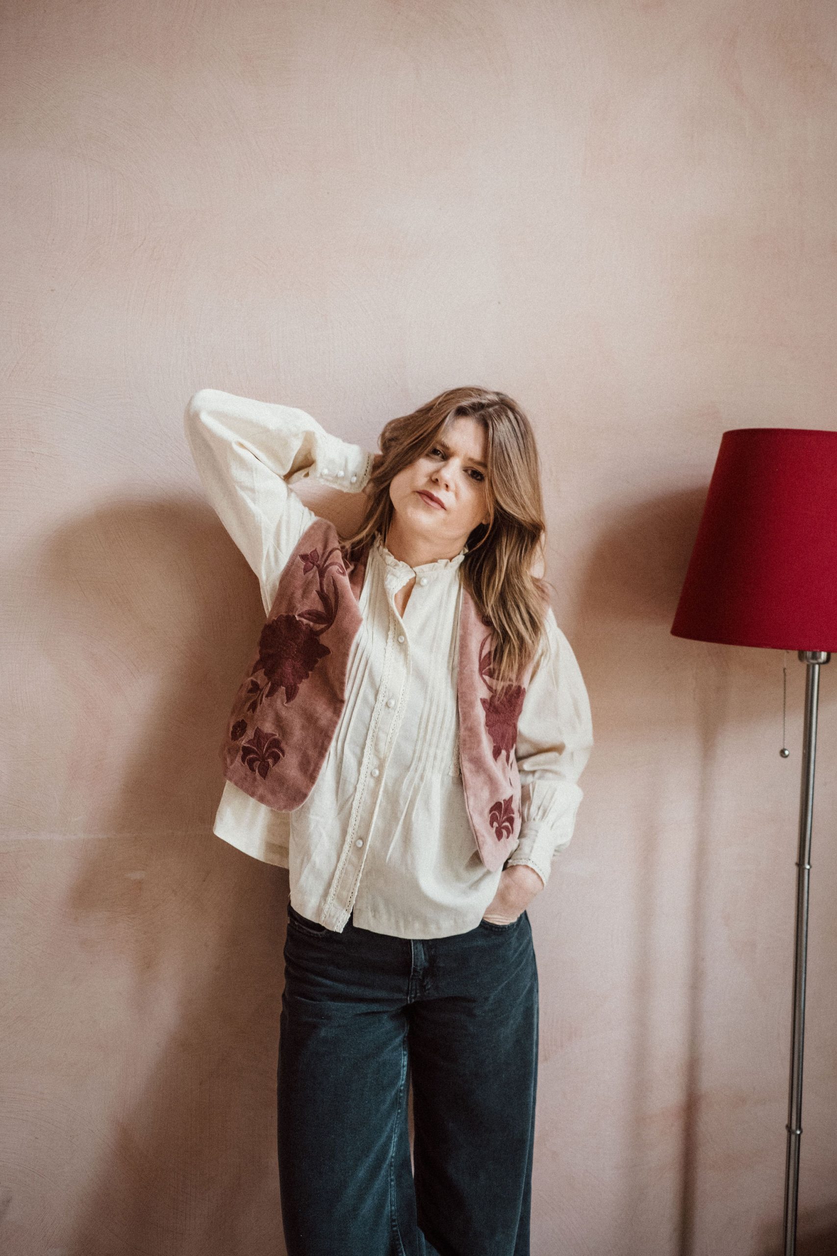 Boléro Solange velours rose