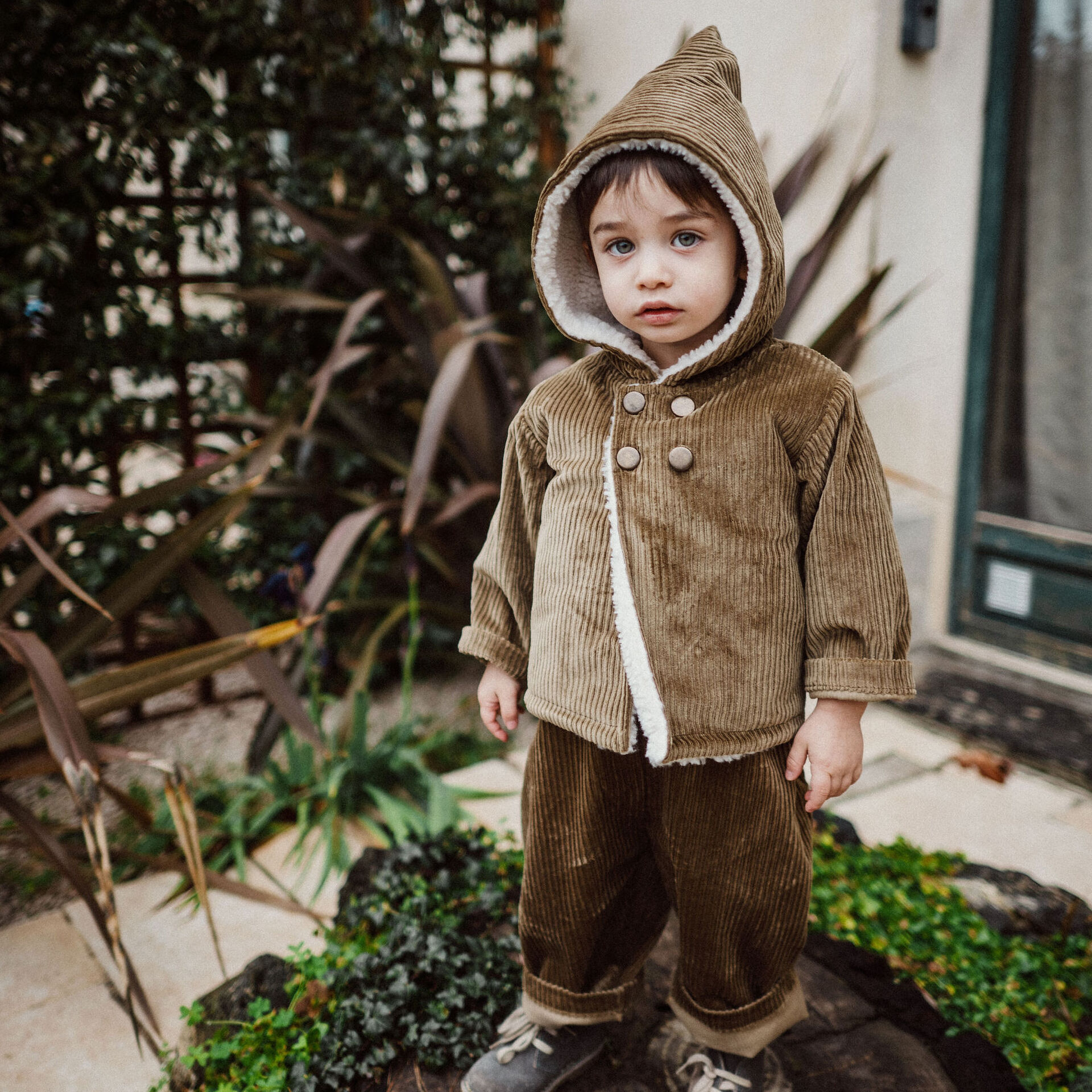 Manteau Matisse velours camel doublé moumoutte