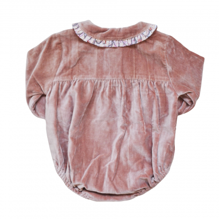 Barboteuse jules velours rose – Image 3
