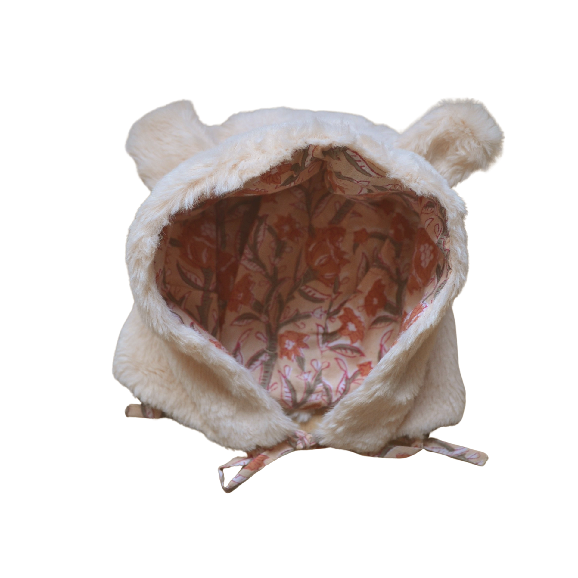 Bonnet Ourson fourrure rose