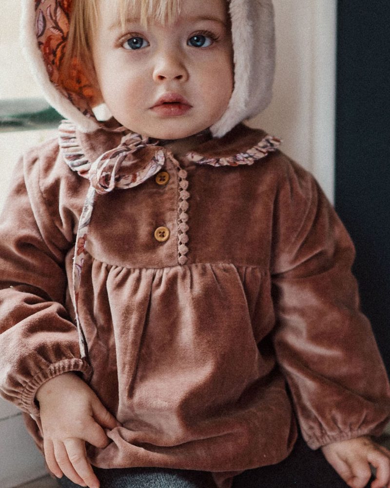 Barboteuse jules velours rose