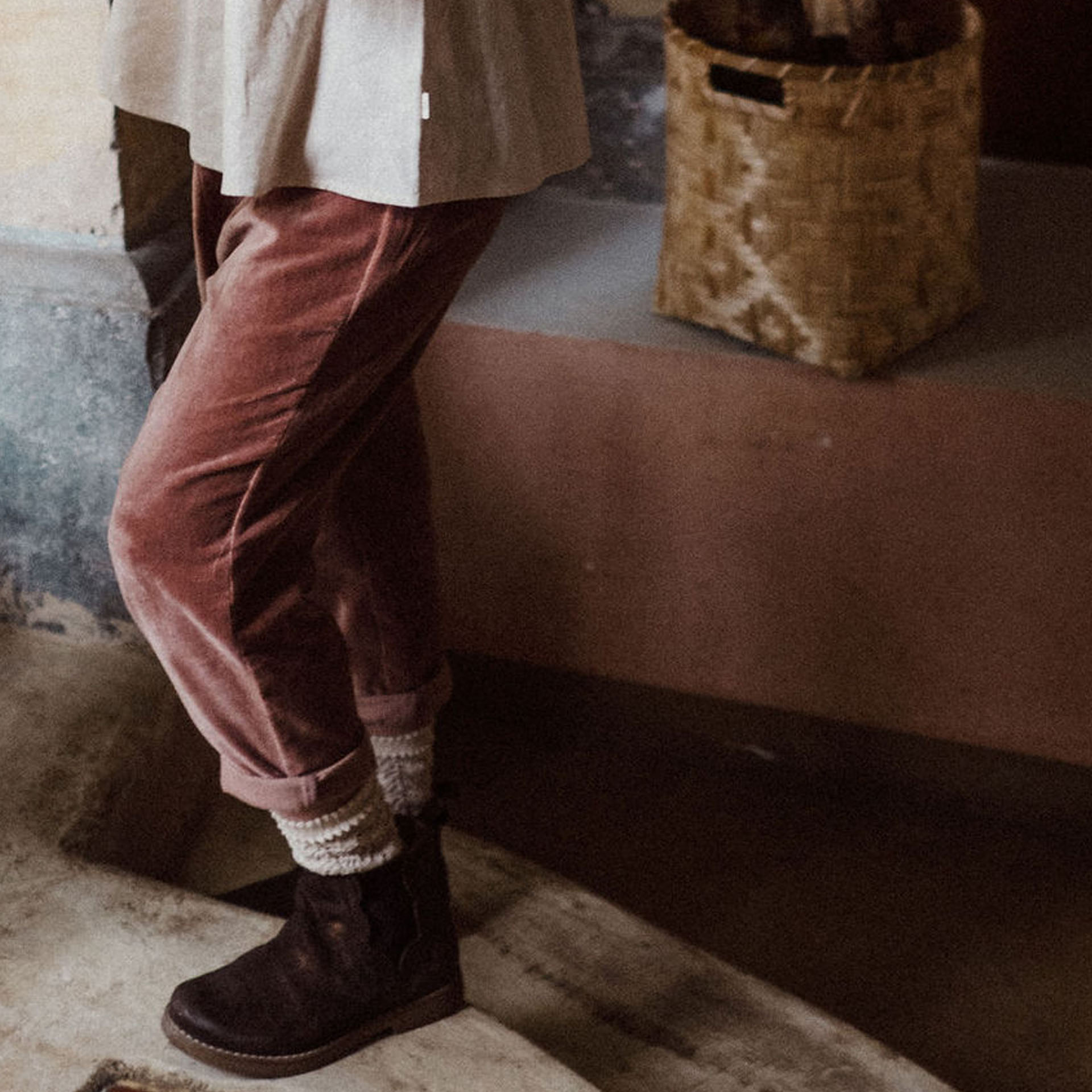 Pantalon ADAM velour rose