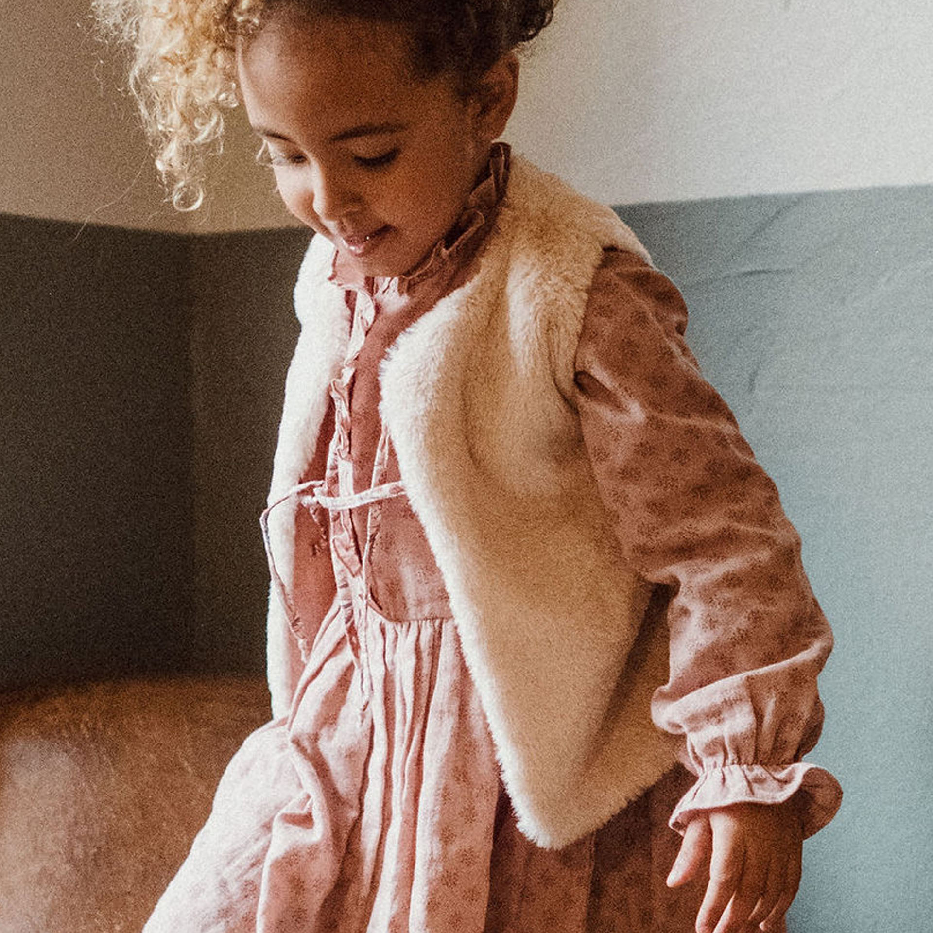 Gilet Lucien sans manches fourrure rose