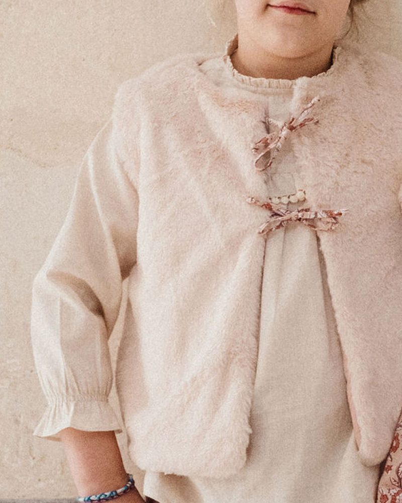 Gilet Lucien sans manches fourrure rose