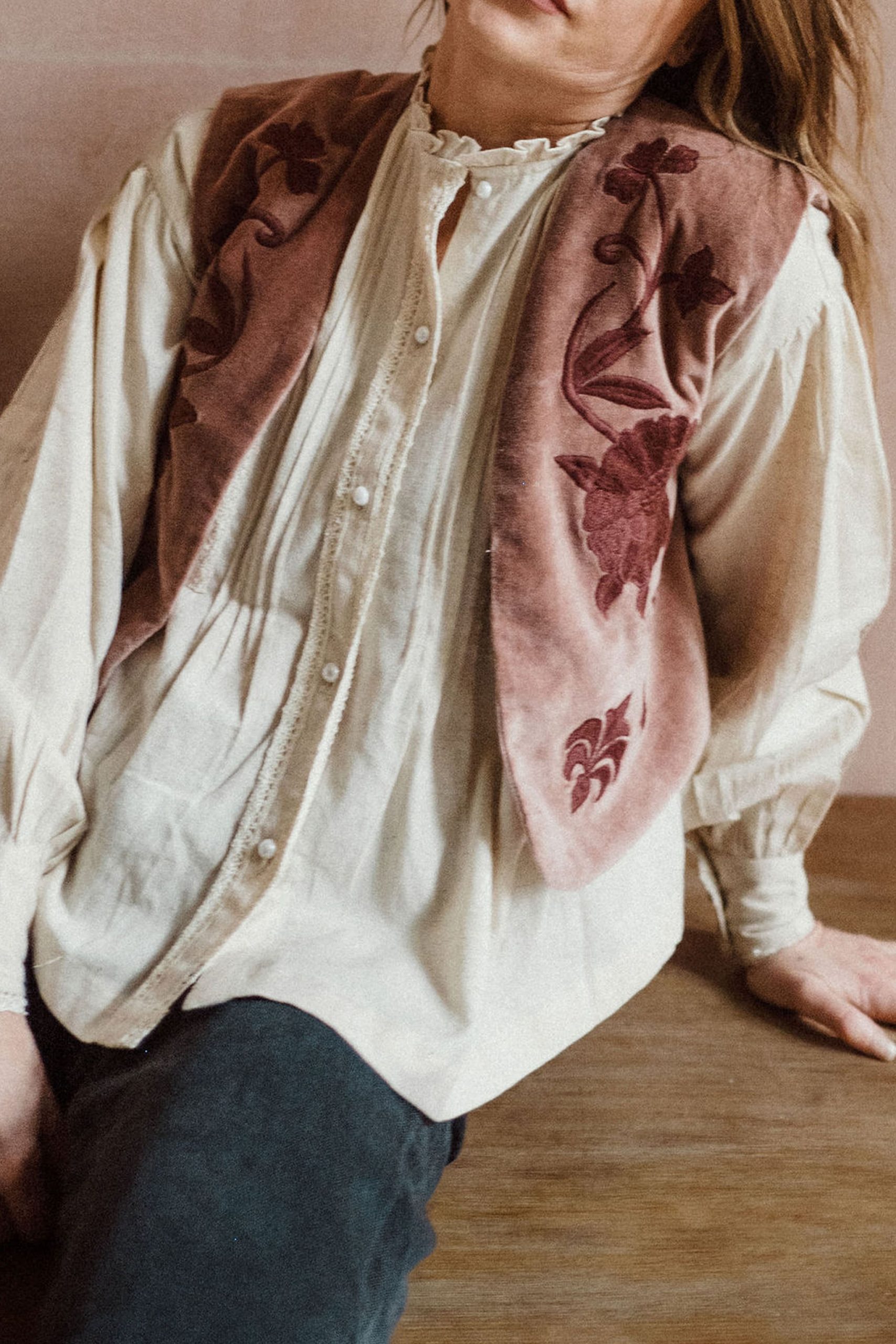 Boléro Solange velours rose