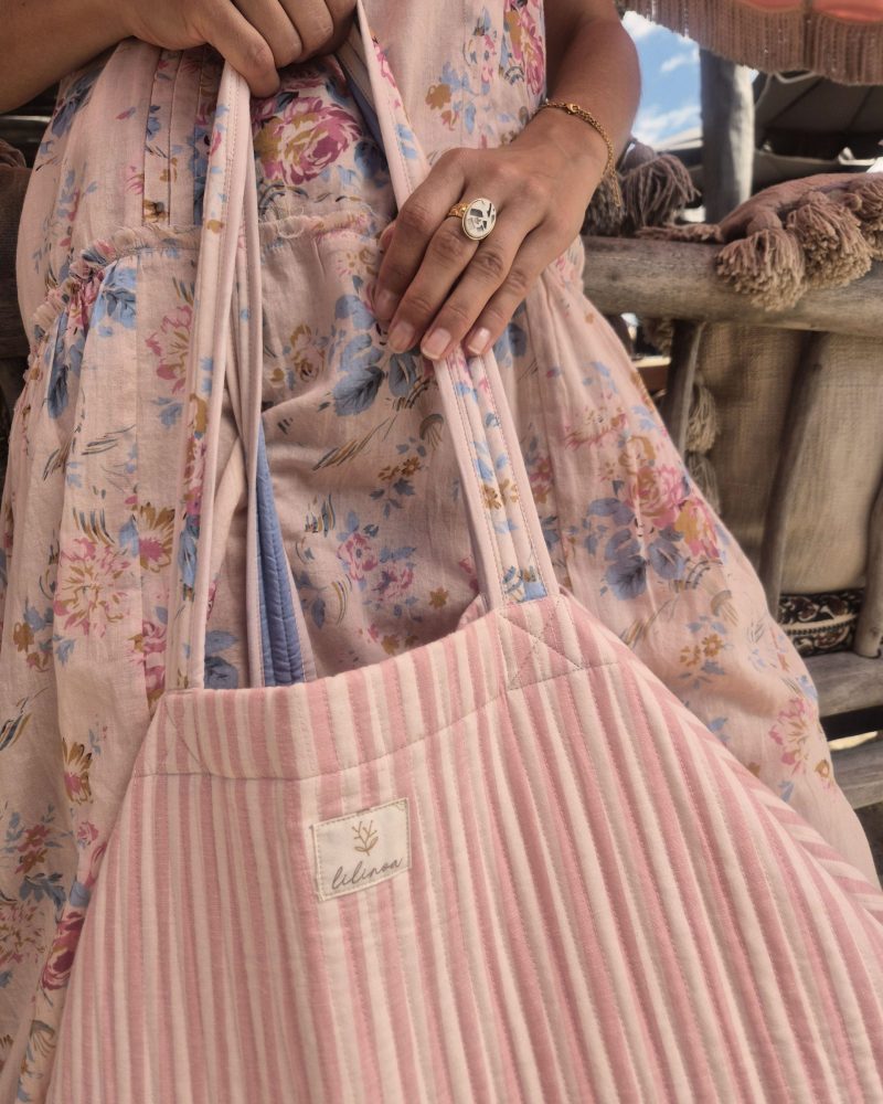 Family bag rayé rose