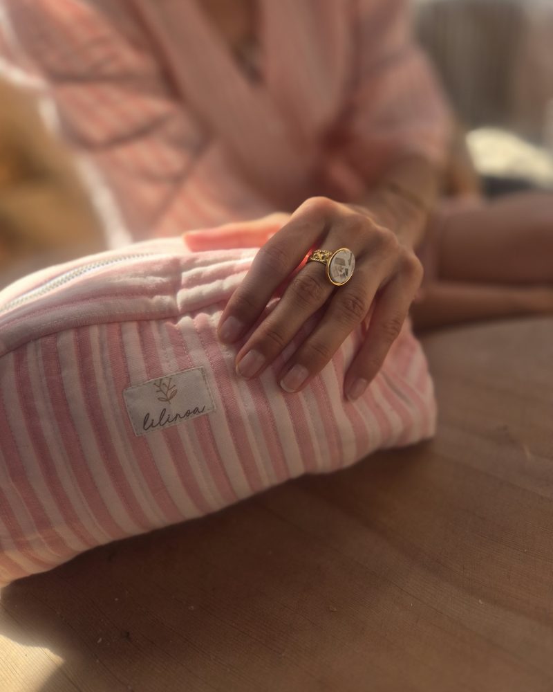 Grande trousse Nina rayé rose