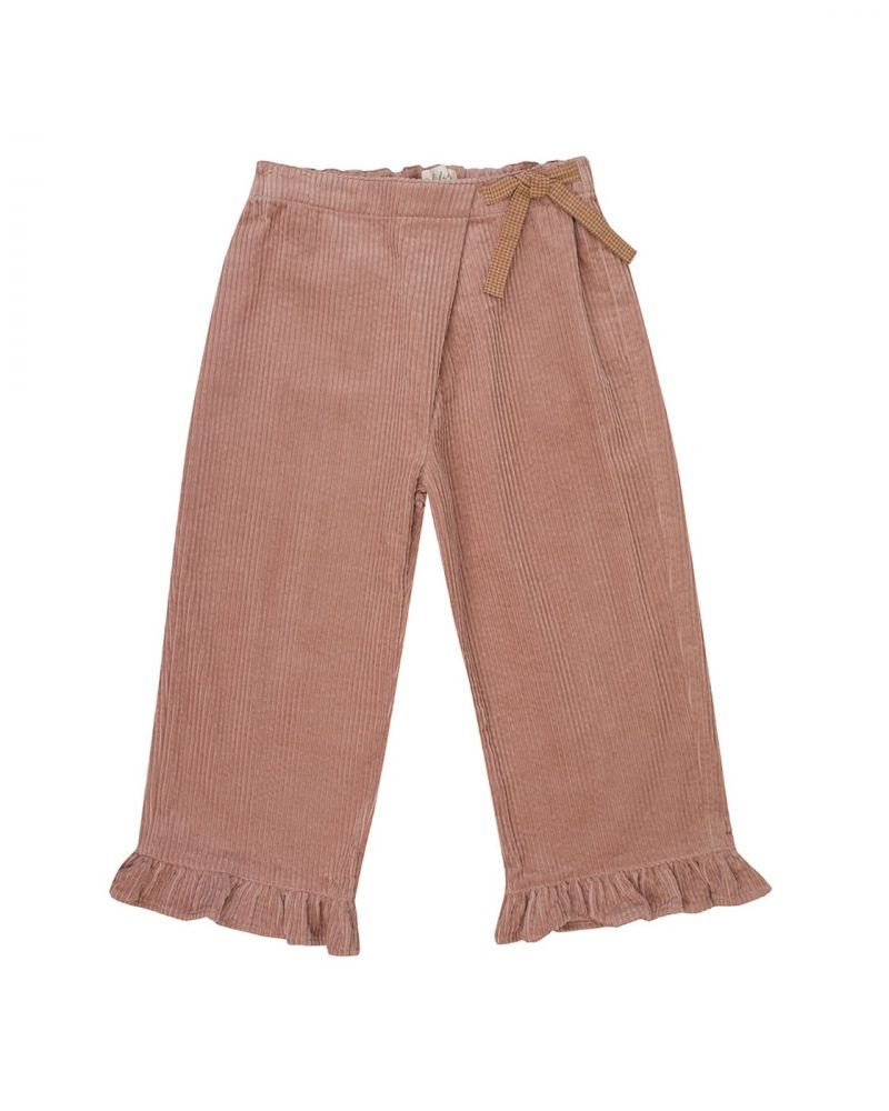 Pantalon léon velours vieux rose