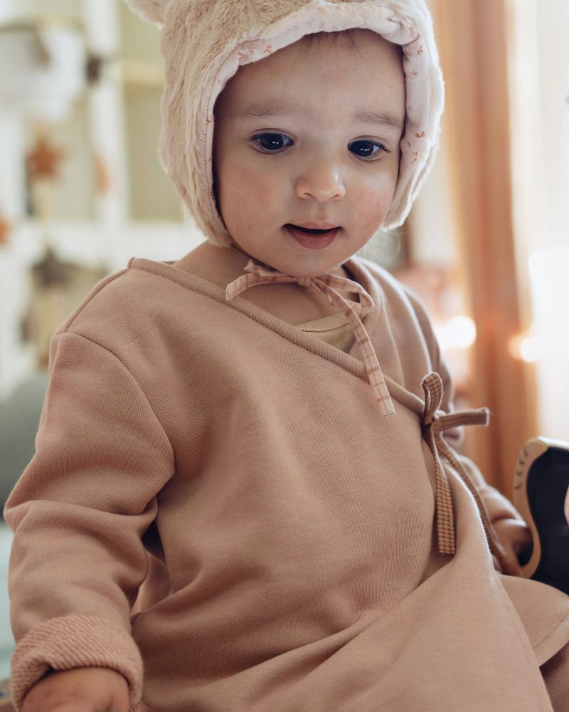 Bonnet Ourson fourrure rose