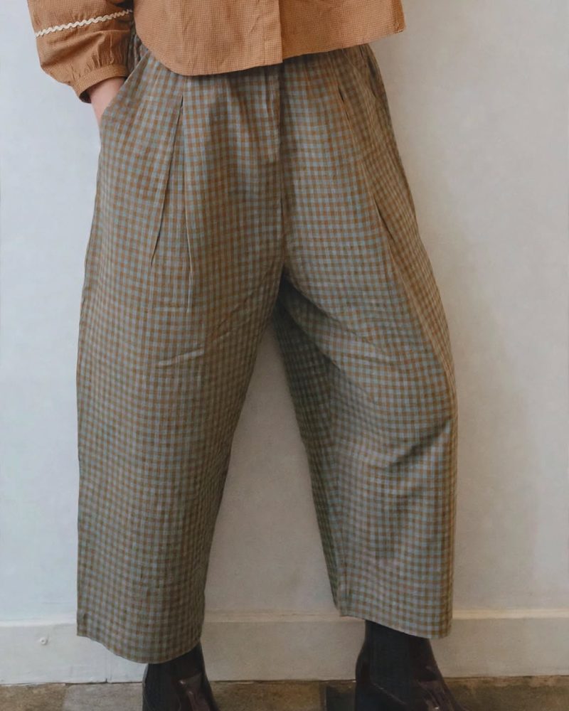 Pantalon Gabriel petit vichy marron