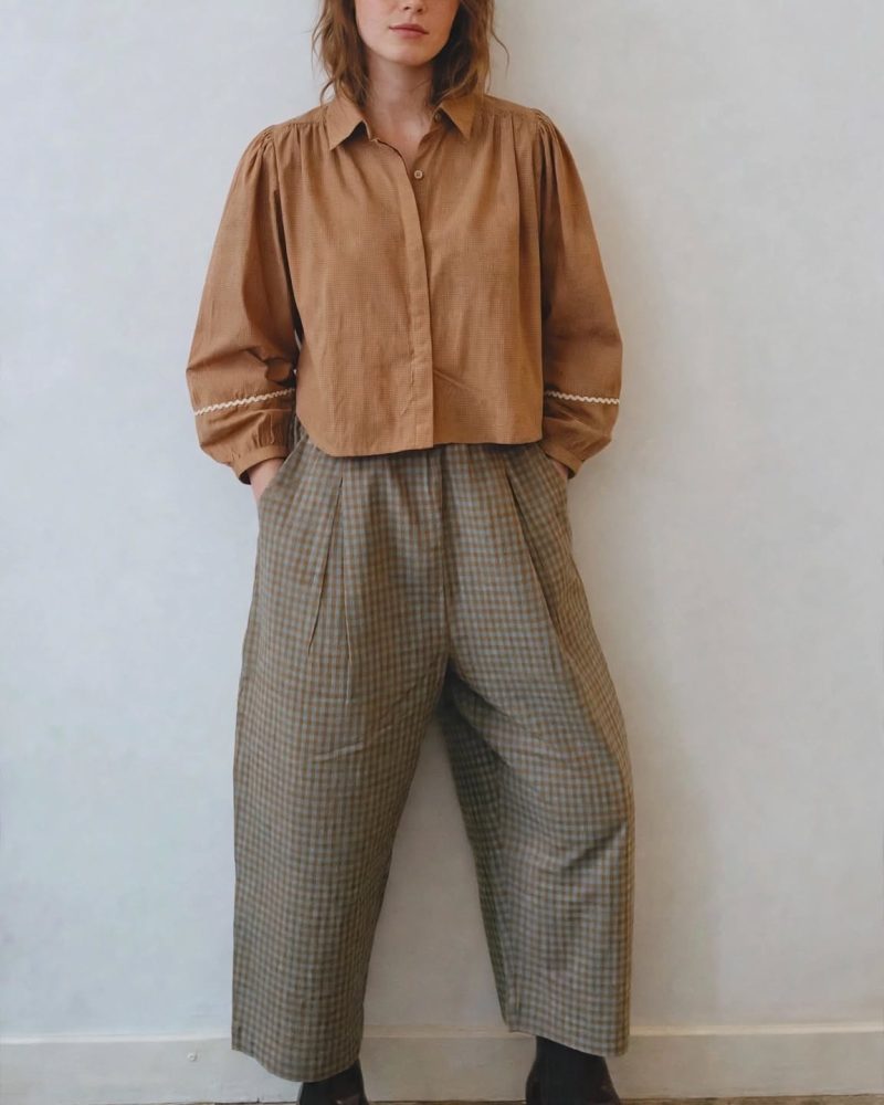 Pantalon Gabriel petit vichy marron